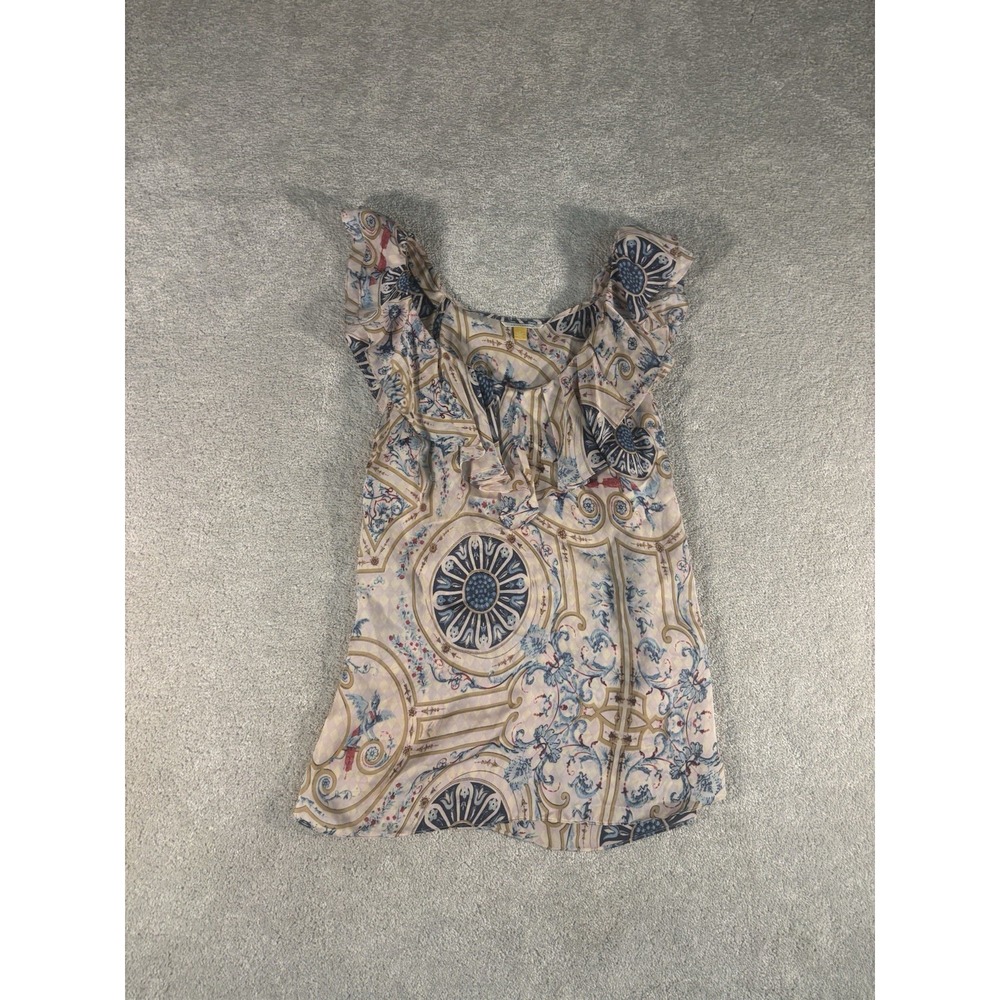 leifsdottir‎ top silk sleeveless printed size 2 Sheer